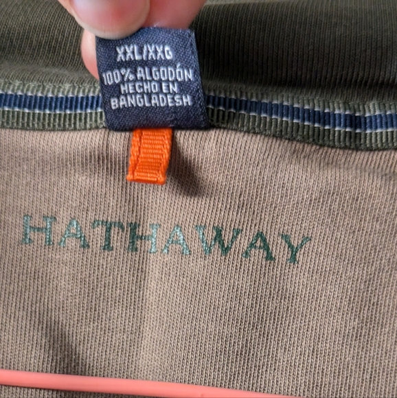 Hathaway Jacket Mens XXL 1/4 Zip Pullover Jacket GREEN 100% Cotton Long Sleeve - Picture 5 of 6